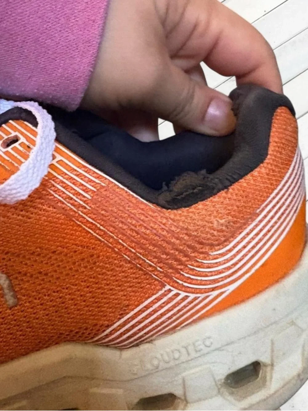 On Running Men's Orange Cloudtec Cushioning Running Shoes - Picture 3 of 7